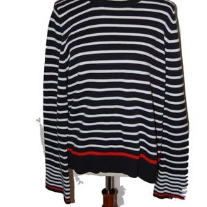 Cynthia Rowley Red White Blue Nautical Sweater XL